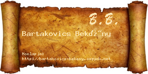 Bartakovics Bekény névjegykártya